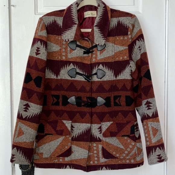 Cedar Rose Jackets & Blazers - CEDAR ROSE WESTERN TRIBAL PRINT COLLARED JACKET / COAT